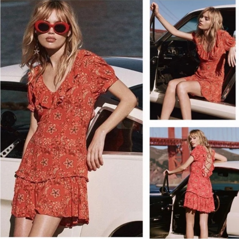 Spell & The Gypsy by Free People Women's Mini Dress in Red Paisley